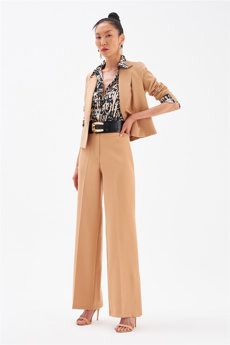 Women's trousers with side slits - Camel #333586