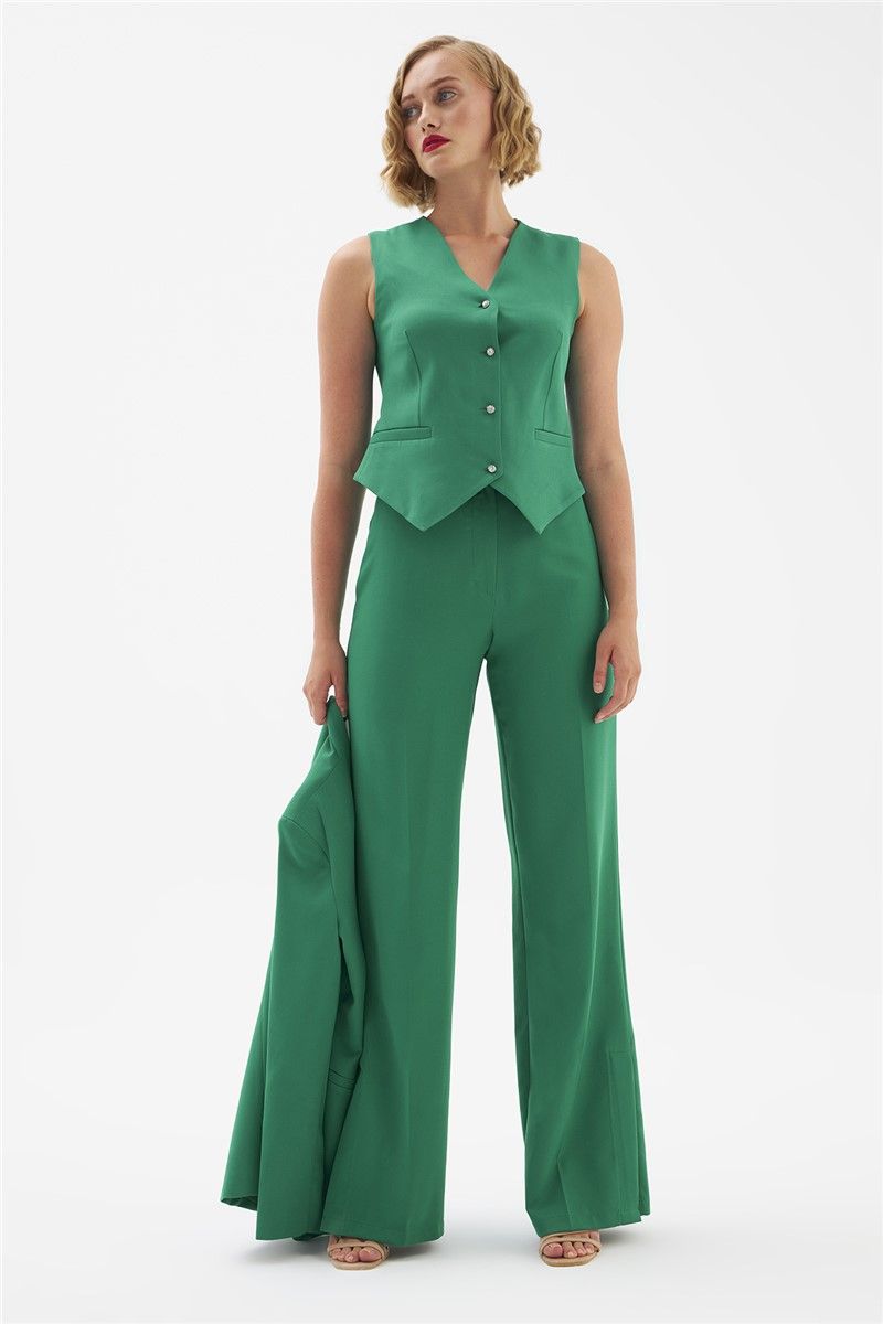 Women's pants with side slits - Green #333589