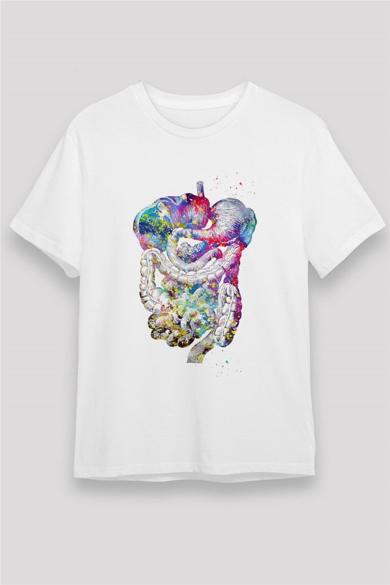 Unisex Print T-Shirt - White #377441