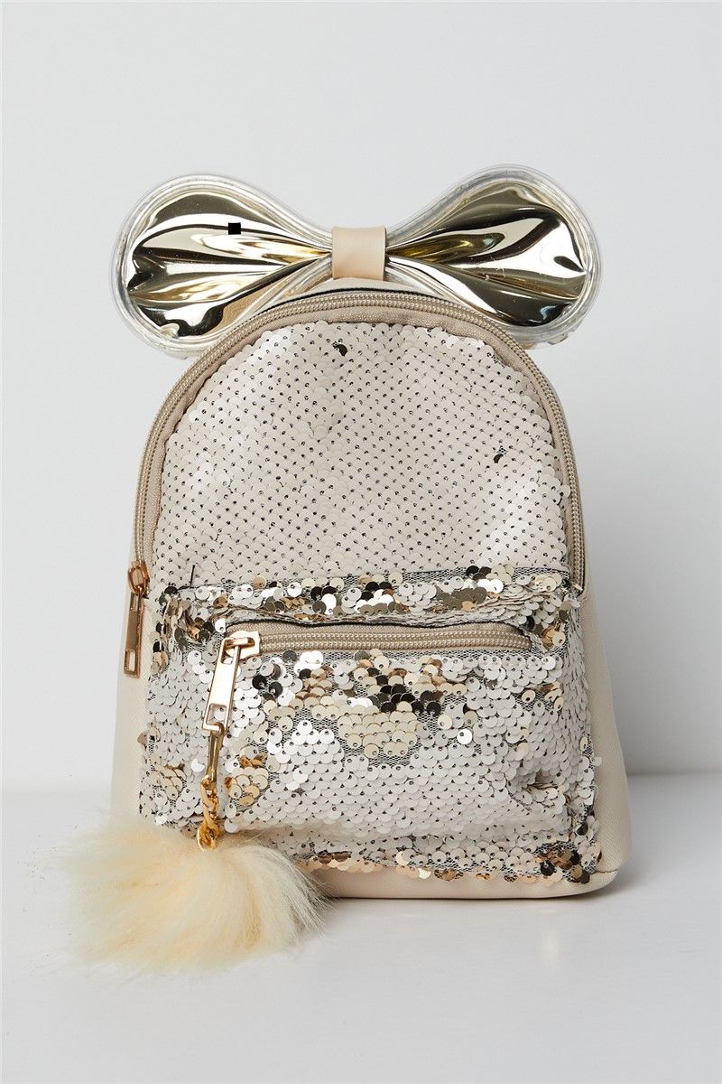 Kid's backpack with sequins - Beige 273948