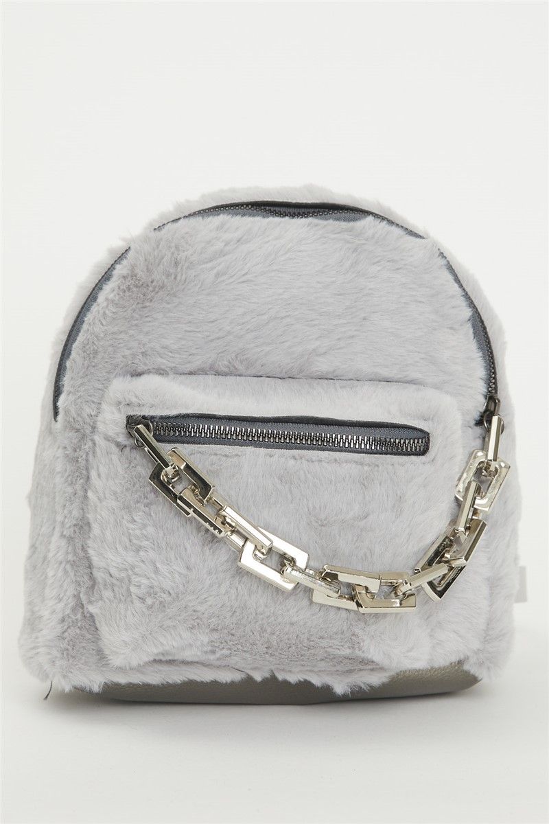Backpack women mini plush thick chain detailed four bag tbc71 gray # 273980