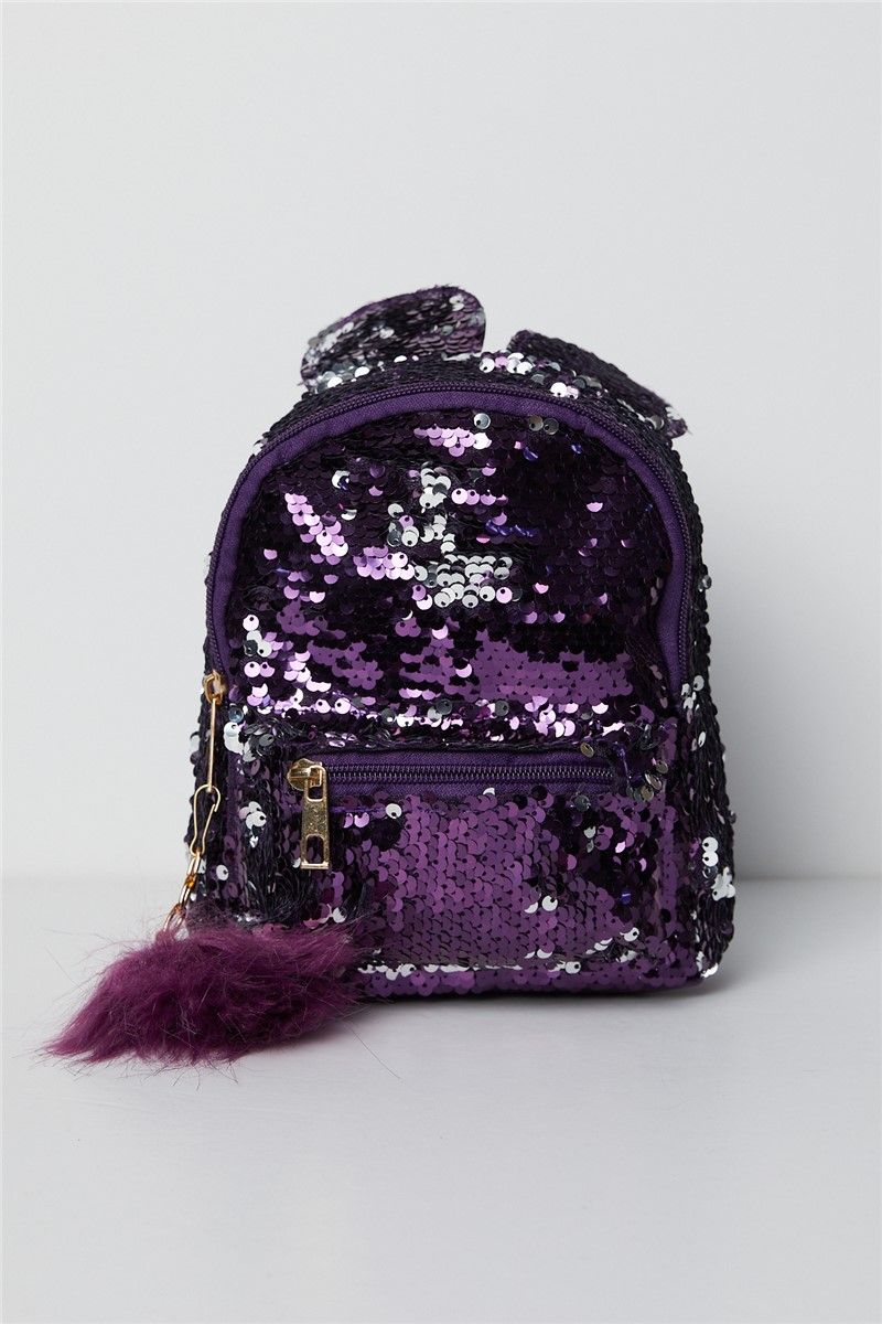 Backpack Sequin Pompom Detailed Kids Bag TBC63 Purple # 273942