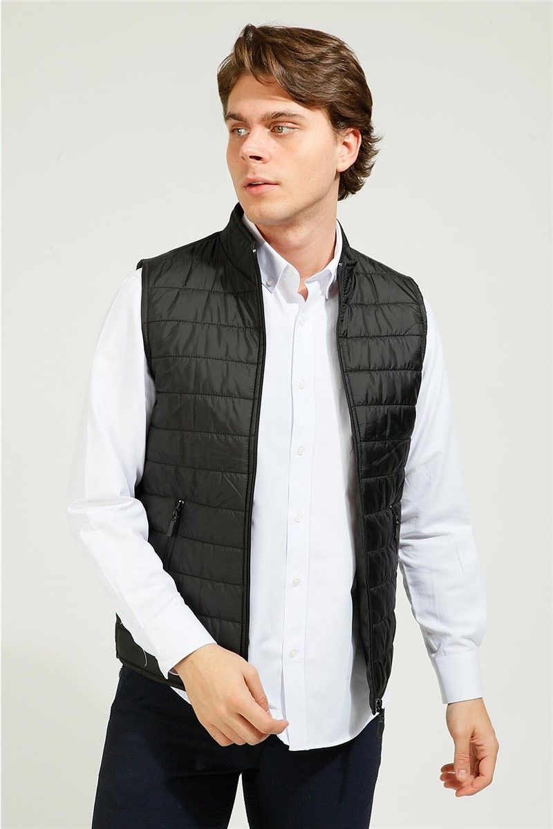 Men's Vest with Outer Pockets and Zipper - Black #363572
