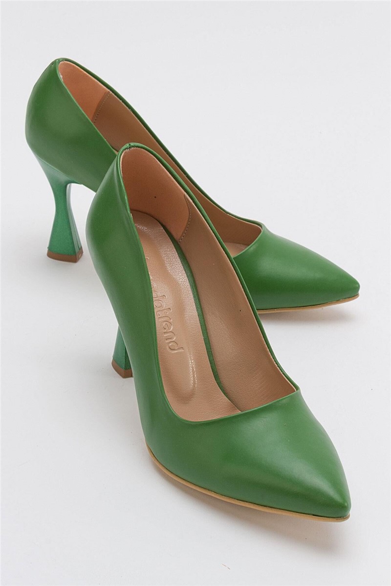 Elegantne ženske cipele na petu -Zelene #382868