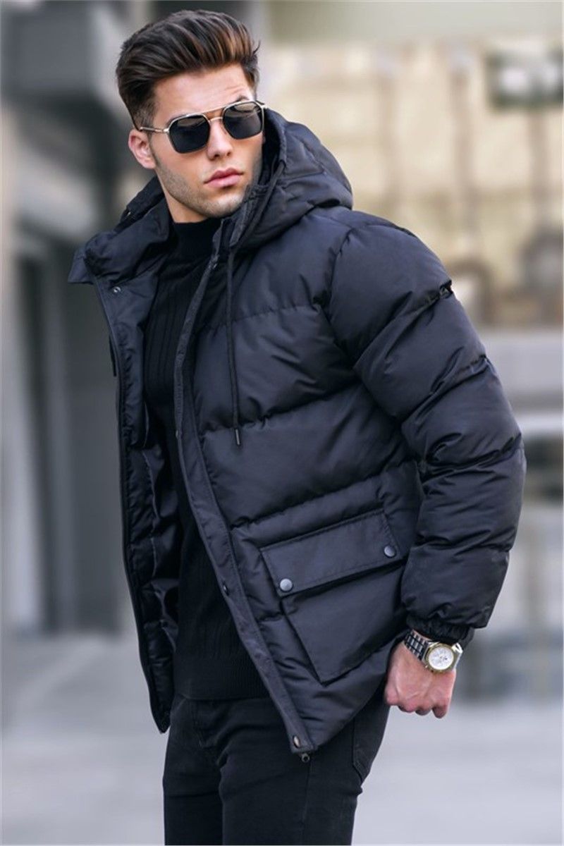 Muška jakna s kapuljačom 5702 - crna #334280