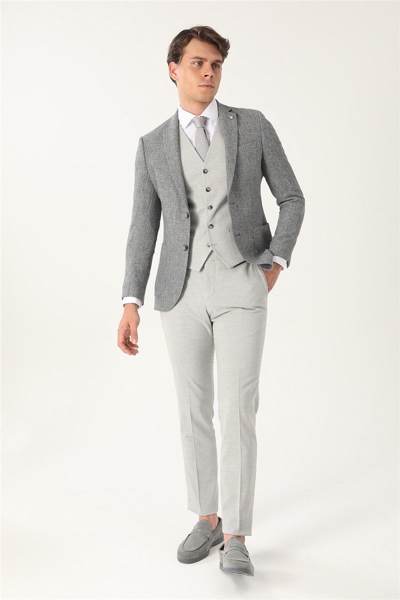 Men's Slim Fit Suit - Light Gray #357786