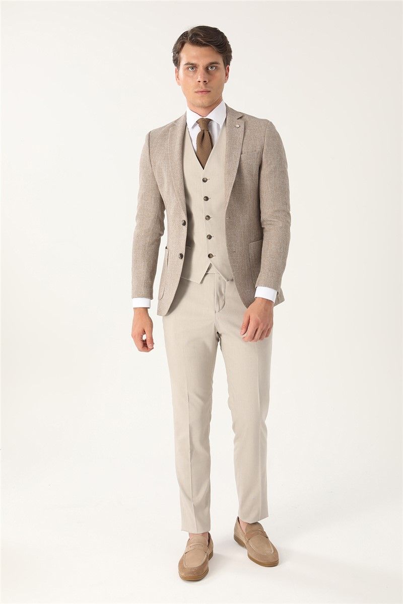 Men's Slim Fit Suit - Beige #357787