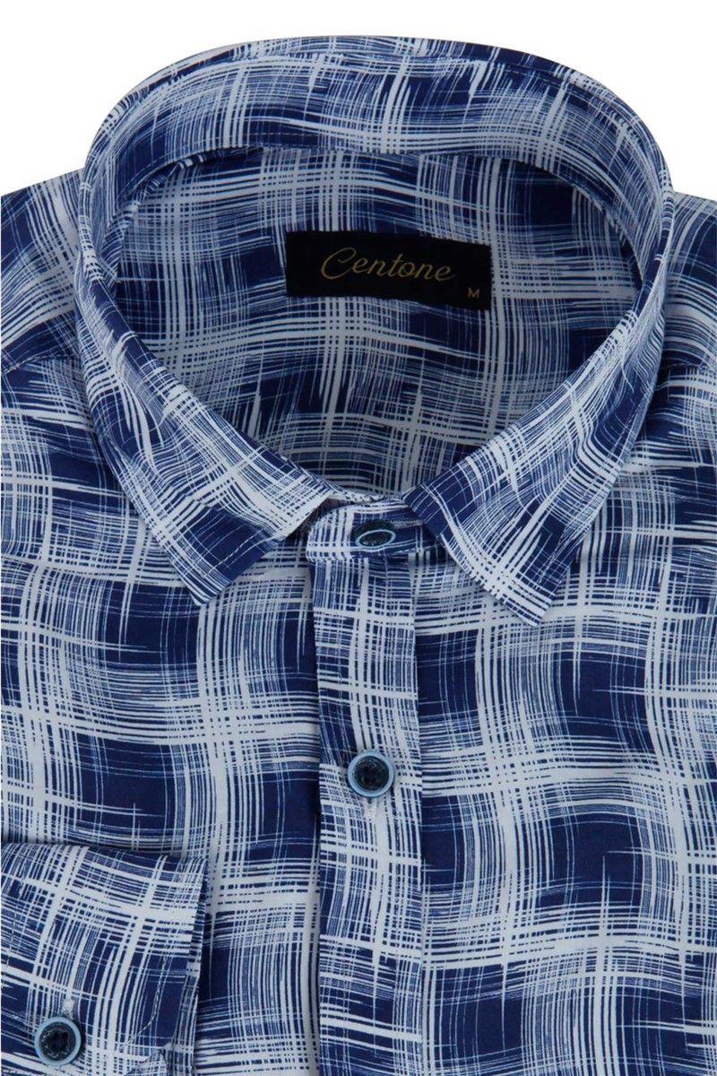 Men's shirt fitted model - Dark blue #268731