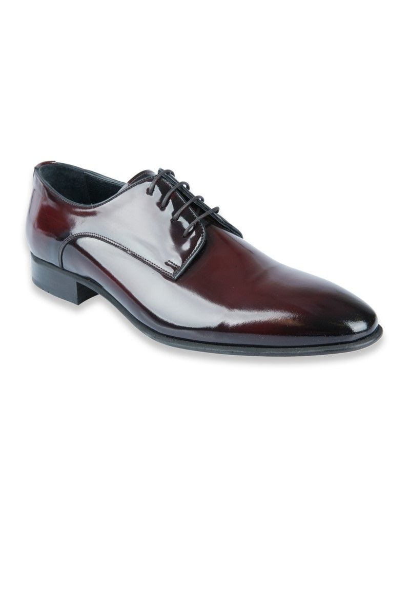 Centone Men's Plain Toe Formal Derby Shoes - Burgundy #268861
