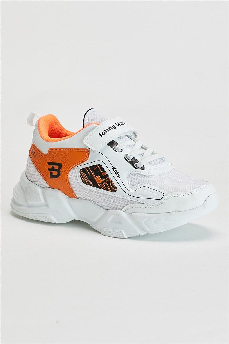 Sneakers per bambini - Bianco con arancio 293099