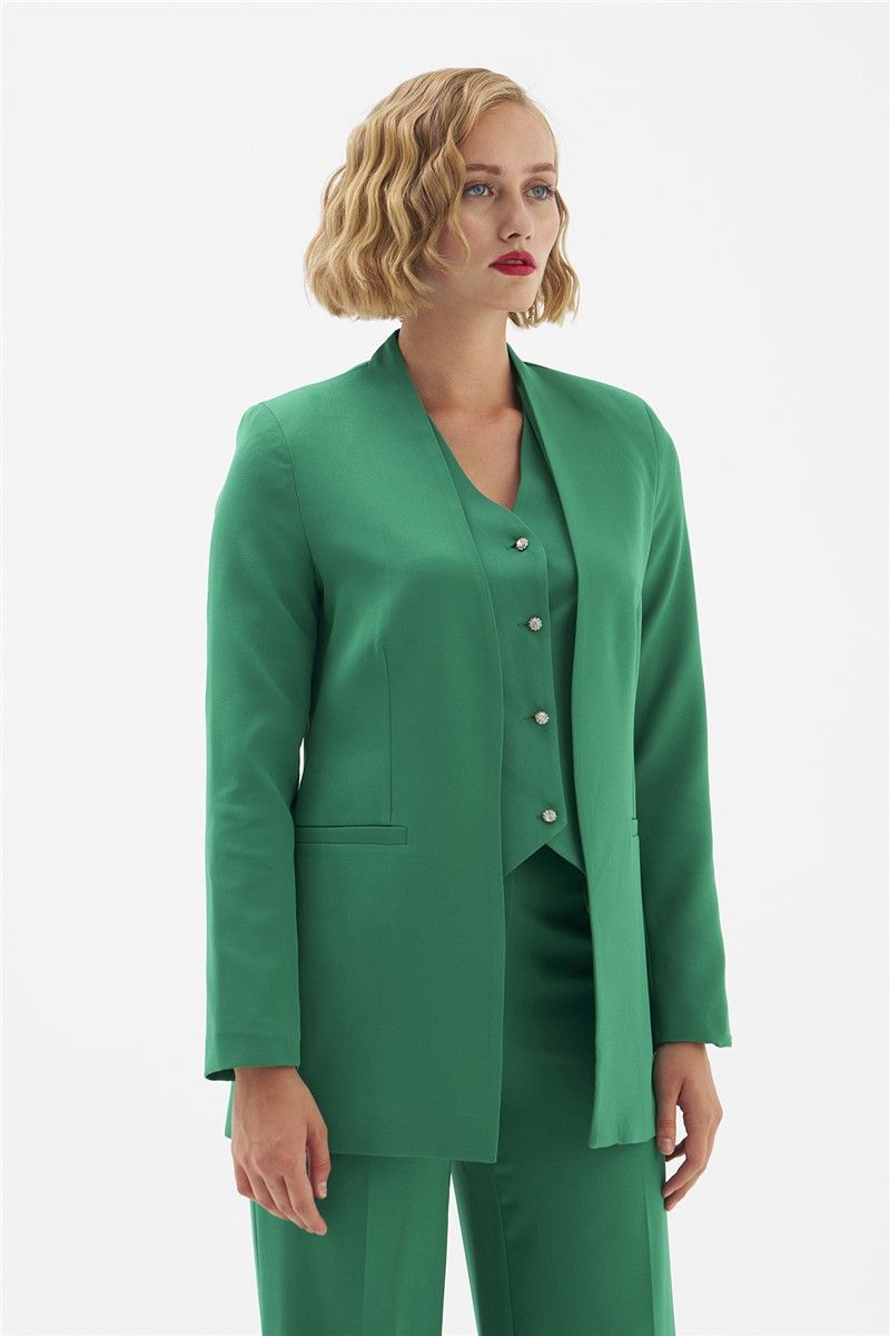 Women's Slit Pocket Jacket - Green #334217
