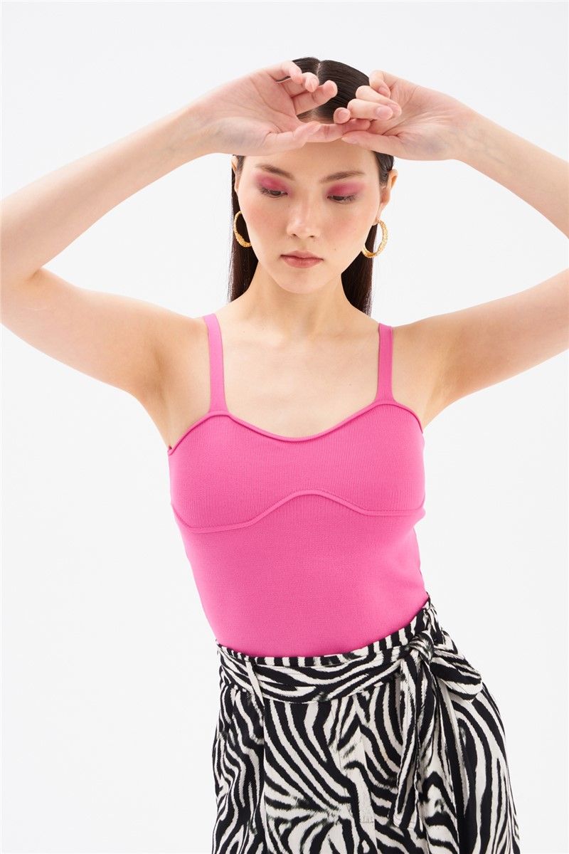 Women's knitted tank top - Bright pink #331721