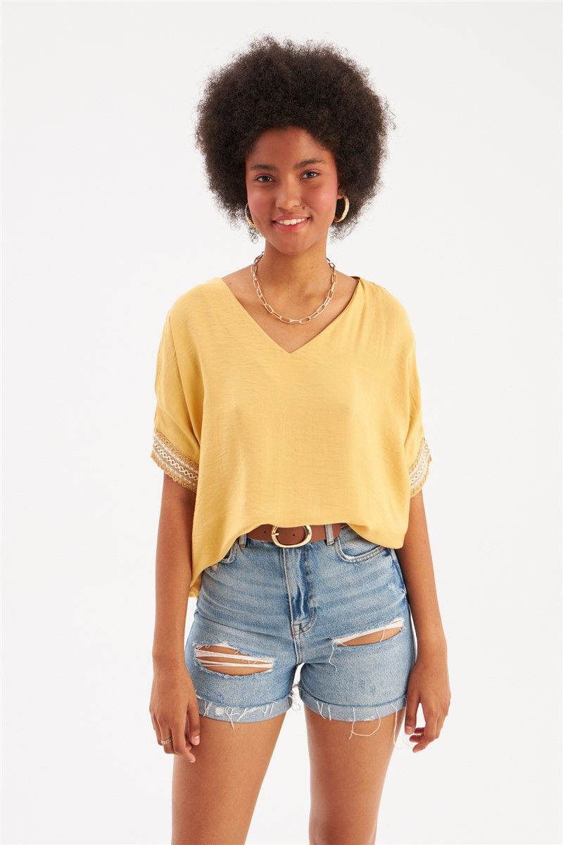 Women's linen blouse - Color Saffron #357539