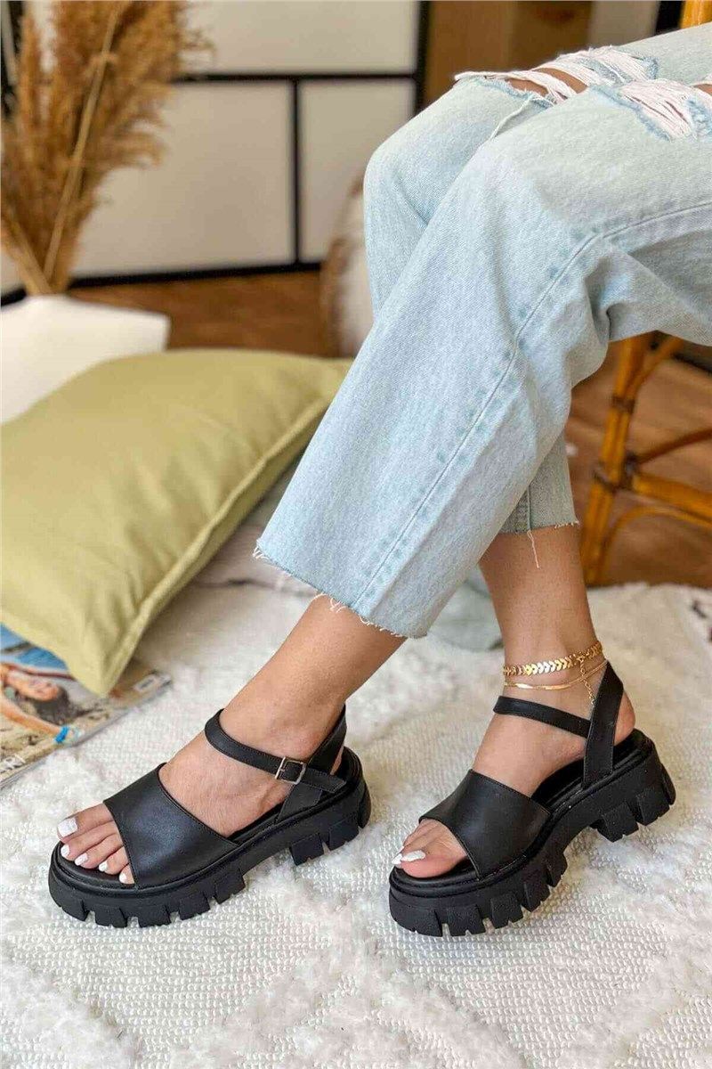 Sandali casual da donna - Nero opaco #384551