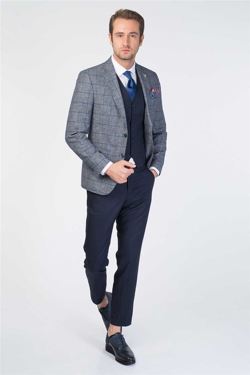 Men's suit with vest - Blue #268478