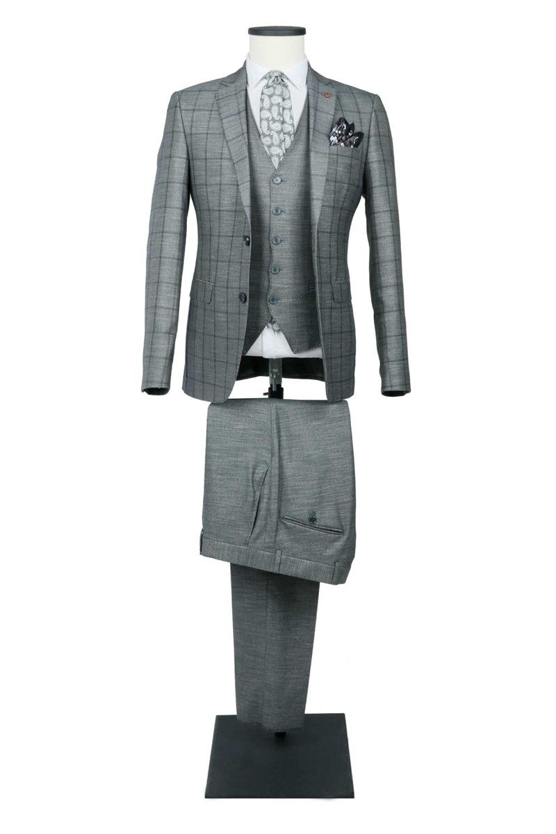 Men's suit with vest - Gray #271559