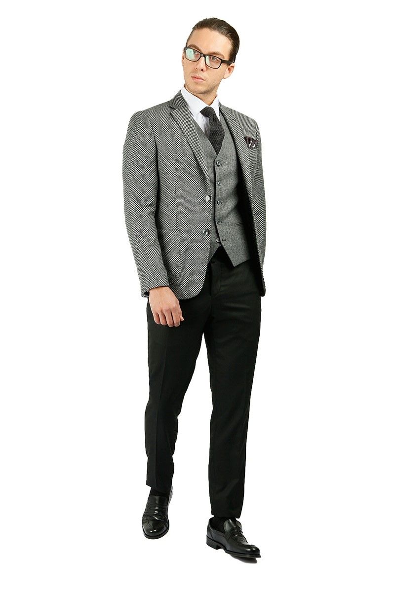 Men's suit with vest - Gray # 271809
