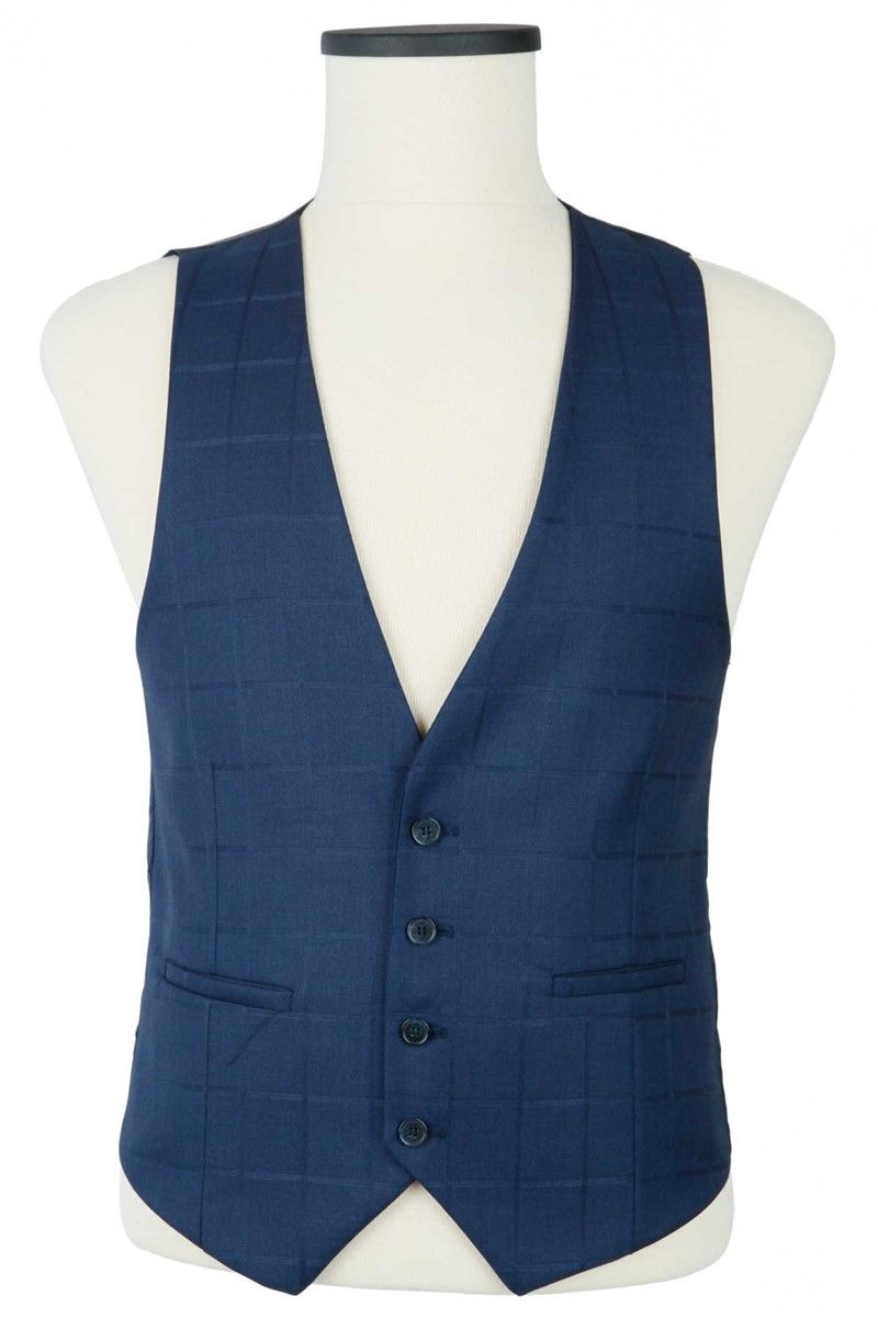 Men's Vest with Slit Pockets - Navy Blue #369418