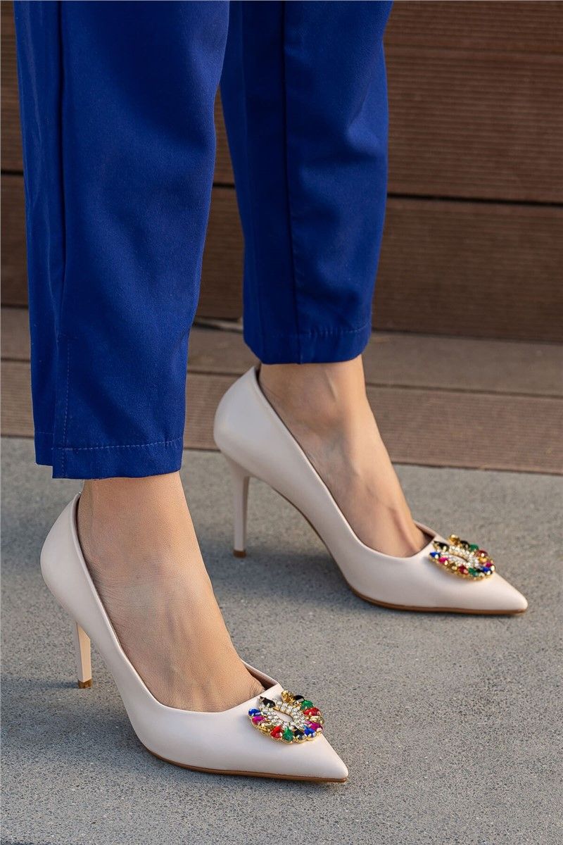 Women's Elegant Heeled Shoes - Light Beige #363857