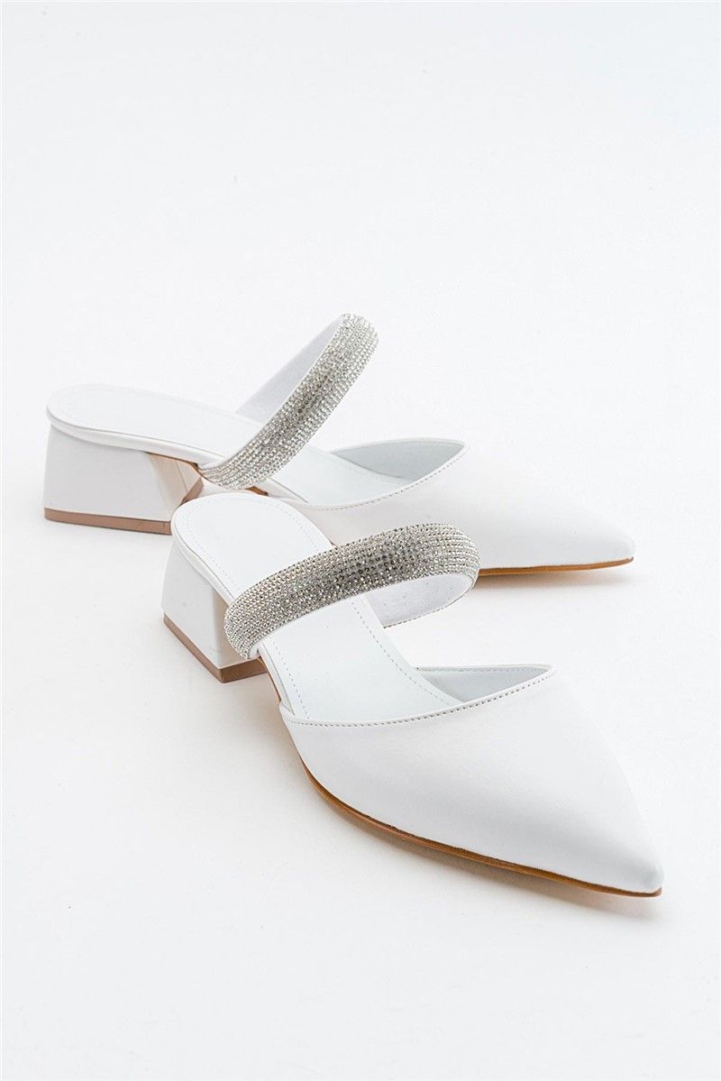 Women's Heeled Slippers - White #371272