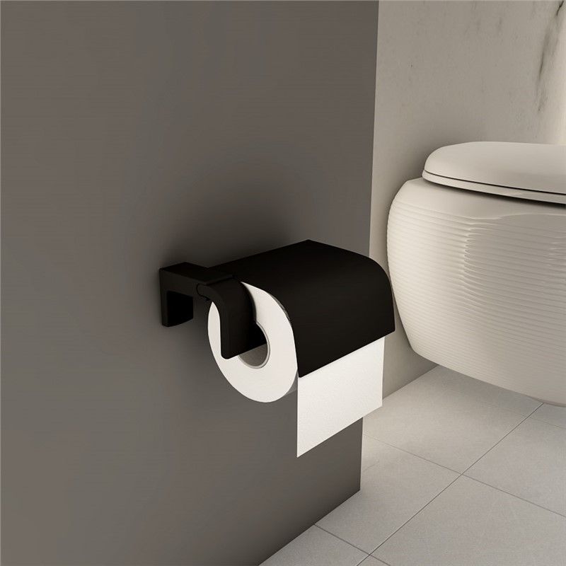 Tema Premium Toilet Roll Holder with Lid - Matte Black #341583