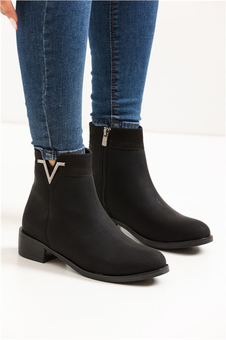Botas femininas com zíper 2855 - Pretas #360233