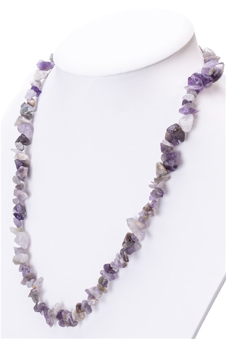  Amatis Kırık Taş Doğal Taş Kolye Lila #363281