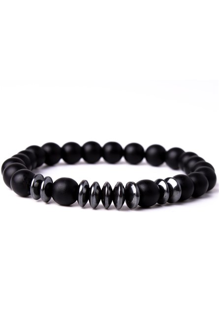  Elips Hematit Doğal Taş Detaylı Bileklik 10109 Renkli #360961