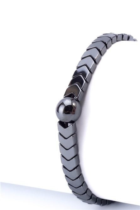  Hematit 6mm Çavuş Ortası Hematit 8mm Küre Doğal Taş Makrome Bileklik Gri #363313