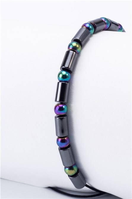  Hematit Metalik Gri Silindir Hematit 6mm Ebruli Hematit Doğal Taş Makrome Bileklik Mavi #363326