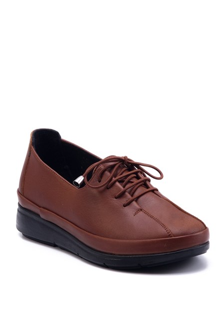 Sapatos femininos de couro genuíno 45027 - Taba #360333