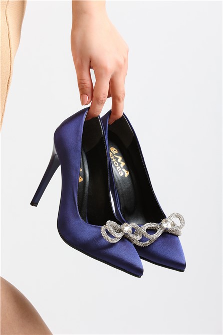 Sapatos formais femininos com strass 1116 - Azul Escuro #366336