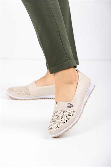 Sapatos Casuais Femininos 7001 - Bege Claro #360459