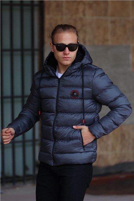 Jaqueta masculina impermeável à prova de vento com capuz RQM-220 - Azul Marinho #409404