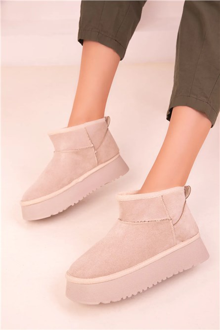 Botas Femininas com Forro Quente UG04 - Bege Claro #404867