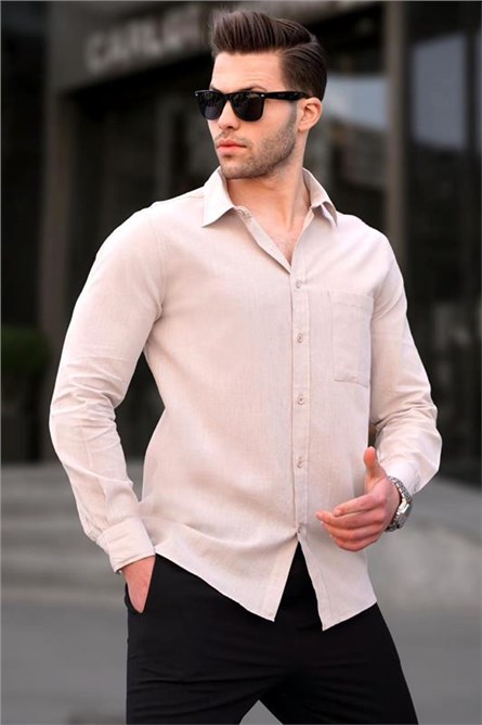 Camisa Masculina Regular Fit 5592 - Bege #394929