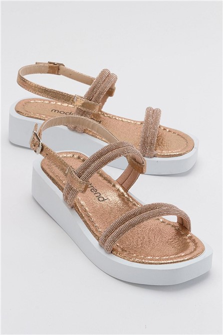 Sandálias Femininas com Sola Completa - Douradas #382910