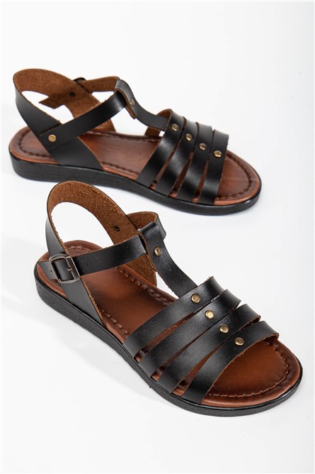 Sandálias Casuais Femininas - Pretas #366123