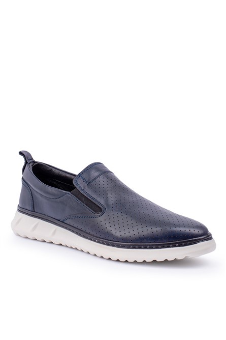 ALEXANDER GARCIA Sapatos casuais masculinos de couro genuíno - Azul escuro 20230321153