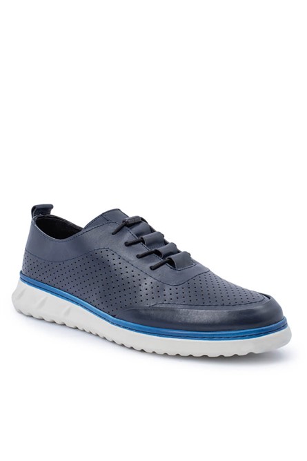 ALEXANDER GARCIA Sapatos casuais masculinos de couro genuíno - Azul escuro 20230321107
