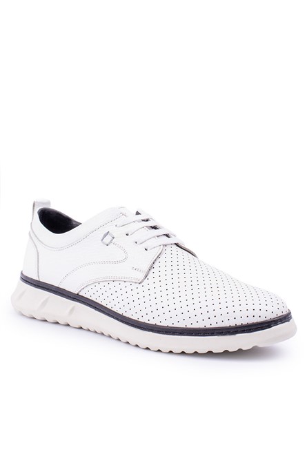 ALEXANDER GARCIA Sapatos casuais masculinos de couro genuíno - Branco 20230321158
