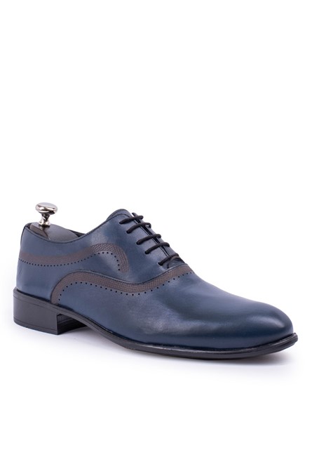 ALEXANDER GARCIA Sapatos formais masculinos de couro genuíno - Azul escuro 20230321173