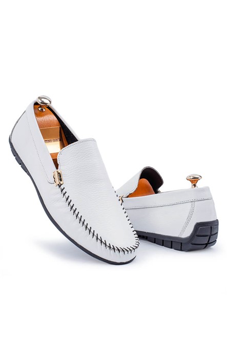 ALEXANDER GARCIA Męskie mokasyny ze skóry naturalnej - białe 20230321103