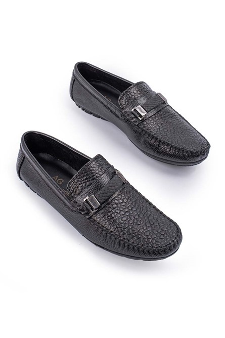 Mocassins masculinos de couro genuíno ALEXANDER GARCIA - Preto 20230321135