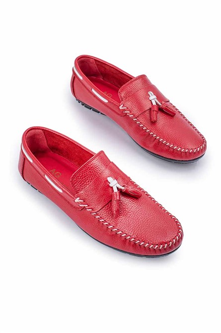 Mocassins masculinos de couro genuíno ALEXANDER GARCIA - Vermelho 20230321129