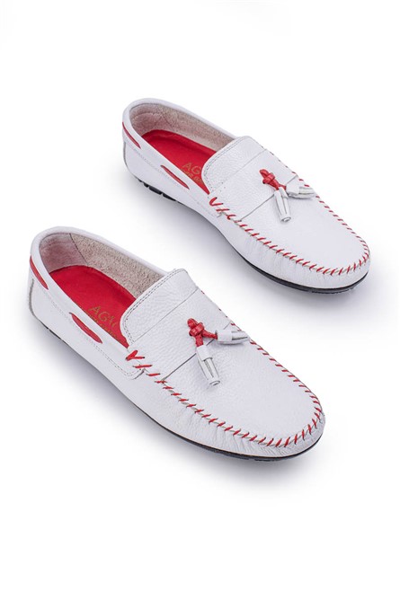 Mocassins masculinos de couro genuíno ALEXANDER GARCIA - Branco 20230321131