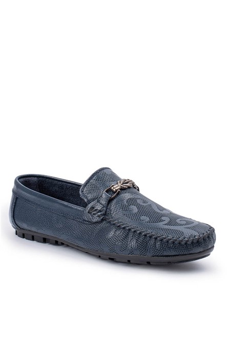 Mocassins masculinos de couro genuíno ALEXANDER GARCIA - Azul escuro 20230321110