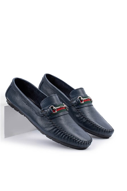 Mocassins masculinos de couro genuíno ALEXANDER GARCIA - Azul escuro 20230321120