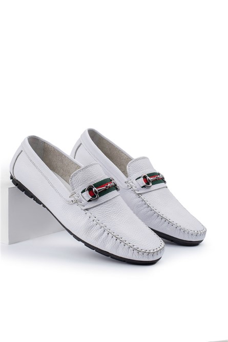 Mocassins masculinos de couro genuíno ALEXANDER GARCIA - Branco 20230321119