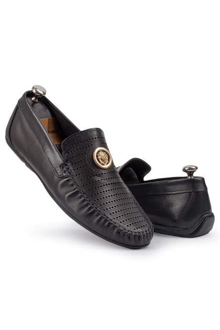 ANTONIO GARCIA Mocassins de couro masculino - preto 202108355593